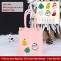Sac cadeau de Noël rose en non-tissé DIY avec 6 autocollants 3D pour bonbons de fête - Sac Cadeau de Noël en Feutre DIY Rose B