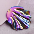 Irregular rainbow shell pendant in 304 stainless steel with vibrant gradient finish - AB Color
