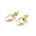 Élégantes boucles d'oreilles pendantes double cœur doré avec petites perles argentées - Style Doré (KE87663-KFC)