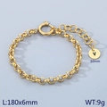 Gold-plated Rolo chain bracelet featuring a letter V charm and lobster clasp - Gold - Letter V (KB186385-Z)