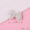 Ciondolo a fiocco in cristallo scintillante con base argento per decorazioni fai-da-te - D687 Fiocchetto con Strass Completo