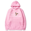 Pink Christmas hoodie for men and women with Merry Christmas print and holly graphic - S / Pink