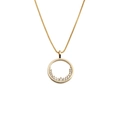 Goldene Kupferhalskette mit kreisförmigem Anhänger, besetzt mit funkelnden Zirkoniasteinen - 40+5CM Verstellbare Nadelkette / Gold