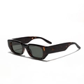 Retro square tortoiseshell sunglasses with dark gray lenses in a stylish 45-degree side view - Tortoiseshell/Dark Green Lens
