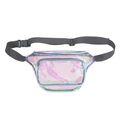 Holographic laser fanny pack for women with iridescent finish and adjustable black strap - Holographic Transparent