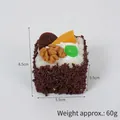 Square faux chocolate mousse cake model with walnut and berry toppings, 6.5cm height - Chocolate Walnut Mousse Cake (Square)
