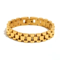 Minimalist 18K gold plated stainless steel watch-link bracelet for women in gold finish - Bracelet / 16.5cm / Gold