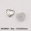 Silver alloy heart pendants in 17x16x3mm size for DIY jewelry making and craft decor - XK3096# (V-Texture Heart)