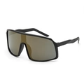 Matte black cycling sunglasses with amber reflective lenses for outdoor sports and running - One Size / Black Frame Gold Mercury