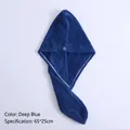 Microfiber dark blue hair towel wrap with button closure and 65x25cm dimensions - Textured Pattern / 25*65cm / Dark Blue