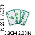 Detailed dimensions of playing card embroidered patch with green wave surfing design - Style 5 (Ace of Spades Card)