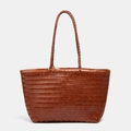 Borsa tote in pelle intrecciata marrone stile cestino retrò con manici intrecciati - Grande / Marrone