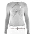 Eng anliegendes graues Langarmshirt mit sexy Twist und Ausschnitt-Design für Damen - S / Grau