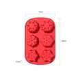 Red silicone 6-cavity snowflake baking mold with 28x18cm dimensions for Christmas cakes - YH307 6-Cavity Snowflake Mold / Red