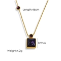 Titanium steel gold necklace with a square purple zircon pendant and jewel accents - Dark Purple Zirconia