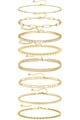 8-piece gold-plated stainless steel chain bracelet set featuring paperclip and cuban links - Gold Bead Paperclip Zirconia 8-Piece Set