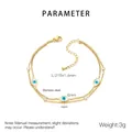 Detailansicht der zweilagigen Edelstahl-Fußkette mit Evil Eye und Türkis-Perlen aus Harz - Böser Blick Herz Zirkonia Stil (KJ4239-SXSJ)