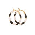 Modern black and white round earrings with golden accents for a stylish look - Black and White Checkered