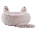 Pink plush pet bed with cute animal ears for small dogs and cats, soft winter nest - Gradient Rose Pink (Long Tail Style)