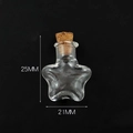 Star shaped mini glass wish bottle with cork stopper, dimensions 25mm height by 21mm width - Transparent Star Bottle + Cork