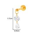 F136 titanium gold flower labret with zircon dangles and size dimensions 1.73cm - Long Triple Artificial Pearl Teardrop Style (T2537-10# Gold)