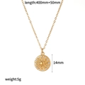 Detail of 18K gold plated stainless steel necklace with sparkling rhinestone sun pendant - Sun God Zirconia Round Tag (TN3640)