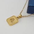 18K gold plated stainless steel Leo constellation necklace with sandblasted rectangle pendant - Leo