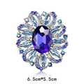 Elegant flower brooch with large deep blue crystal and light blue rhinestones 6.5cm*5.5cm - Silver Royal Blue Crystal