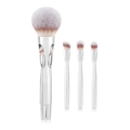 4-in-1 magnetic travel makeup brush set with gradient bristles and silver metal handles - 4-in-1 Magnetic Set (with Pearl Bag) / Silver