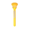 Gelber Puderpinsel mit weichen Verlaufsborsten und eleganten goldenen Spiegeldetails - Gelb