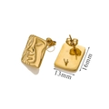 Detail of 14K gold plated square portrait relief earrings with 13mm by 16mm dimensions - Abstract Portrait Square