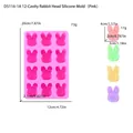 Moule en silicone rose avec 12 cavités tête de lapin pour chocolat et fondant - 12-Cavités Tête de Lapin (D5116-1A) / 20x12x2.1cm / Rose