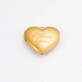 Polished 316L stainless steel gold heart locket with I Love You engraving - 29x29mm / Gold
