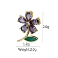 Golden rose flower pendant with purple crystals and green enamel leaf, weight 2.0g - D9010JZ Flower