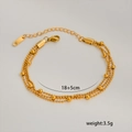 Three-layer 18K gold plated beaded chain bracelet with adjustable 18+5cm lobster clasp - C-1-8 Triple Strand Bead Chain