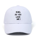 Classic white cotton baseball cap featuring black KIKI DO YOU LOVE ME embroidery - Adjustable / White