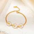 Collana minimalista in acciaio inossidabile dorato con ciondoli tondi in madreperla - Bracciale / Bracciale a Cerchio Oro Bianco Madreperla