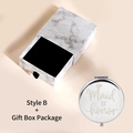 Style B Maid of Honor silver compact mirror with an elegant marble gift box - Maid of Honor (Style B) / Gift Box
