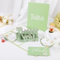 Dettaglio del biglietto di ringraziamento 3D con margherite e trama di carta verde - s646-Margherita Verde Scuro