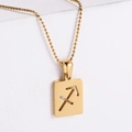 18k gold plated stainless steel square pendant necklace featuring Sagittarius sign - Sagittarius