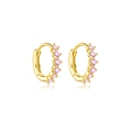 Cerchi in argento S925 dorato con zirconi rosa dal design minimalista su fondo bianco - Strass Rosa (MME343) / Rosa Chiaro