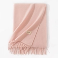 Soft pale pink cashmere-feel scarf with long tassels and premium woven texture - 70*200cm / Pink