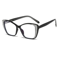Occhiali anti luce blu cat-eye neri con glitter argento e lenti trasparenti retrò - Nero (C1 Montatura Nero Grigio)