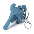 Portachiavi elefante in vera pelle blu con moschettone in metallo per borse - Blu Denim