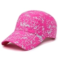 Breathable quick-dry pink baseball cap with gray reflective stone patterns for sports - Adjustable / Rose Red