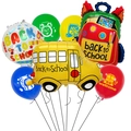 Back to School balloon set with school bus and backpack shaped foil balloons for decoration - School Bus And Backpack Style