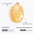 18k gold plated stainless steel sunburst oval pendant with zircon stone inlay - Sunburst Oval