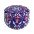 2.2oz round metal tin with purple floral and geometric patterns for storage - D205-Purple Base Floral