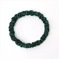 Dark green 19 momme mulberry silk scrunchie with soft satin finish and elegant folds - 1cm/19 Momme / Dark Green