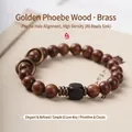 Sandalwood Buddhist prayer beads with brass accents on minimalist vintage paper - Golden Sandalwood DIY Single Circle Bracelet